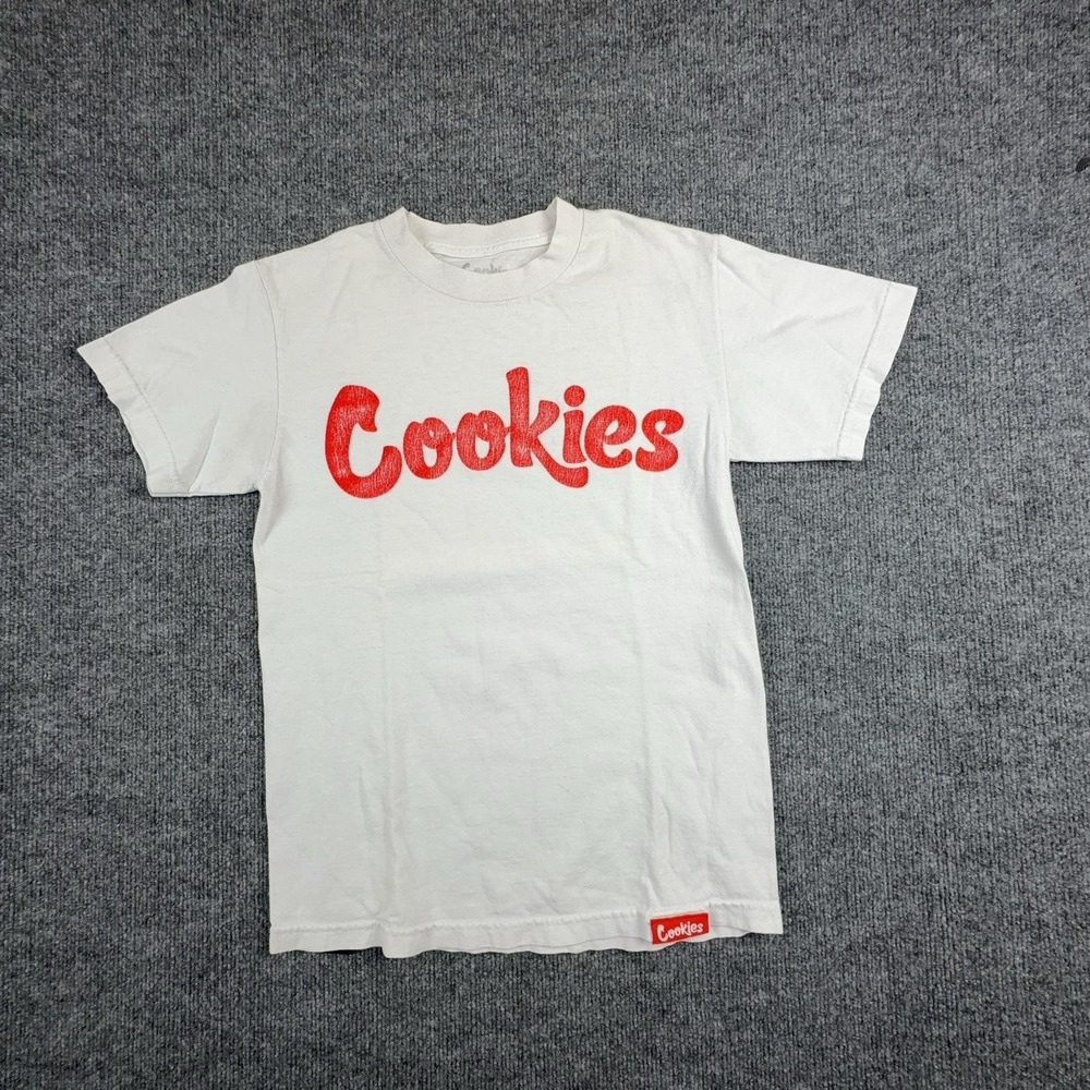 Cookies Shirt Mens Small White Logo Graphic T-Shirt Tee Streetwear Cotton‎